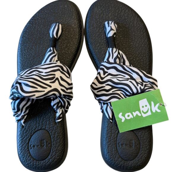 Sanuk Shoes - Sanuk Yoga Sling Zebra Print Sandals Black and White Strappy Sandals Womens 9
